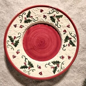 VTG 2000 Jar Candle Plate Waxcessories- Embossed Hollyberry Candle Accessory EUC
